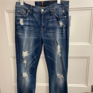 BNWT 7 For All Mankind Distressed Jean Size 30 Ankle Skinny